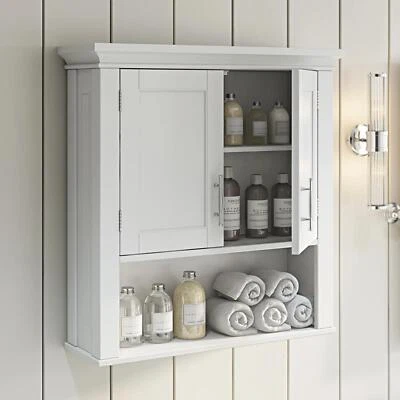 Bathroom Wall Mount Storage Medicine Cabinet Two-Door Cupboard Laundry Room