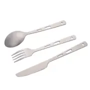 Titanium Utility Cutlery Set Fork Spoon Cutter Kit Camping Dinnerware Tableware