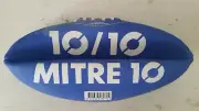 MITRE 10 / 10 AFL FOOTBALL SYNTHETIC HAND MADE BLUE WITH WHITE WRITING 45 KPA