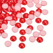 300pcs Flatback Pearls 12mm ABS Plastic Half Round Dome Pearls, Red