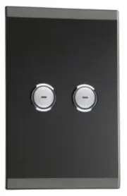 Clipsal C-BUS SATURN WALL SWITCH 2-Button Glass Fascia, Rectangular, Black
