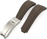 CZKE Rubber Watchband 20mm 21mm Fit for Rolex Submariner GMT Daytona Oyster Perpetual Yacht Master Slide Lock Buckle Silicone Strap (Color : Brown, Size : 20mm)