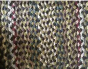Braided Jute Oval Table Runner. Earth Rugs. FIR GREEN, IVORY, 13" X 36"