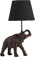 Lexi Lighting Animal Inspired Table Lamp, Elephant Trunk Up, Brown Polyresin Base, Black Shade, E27 Lamp Holder, Whimsical and Unique Design for Animal, Nice Room Décor in Kids Room or Living Room