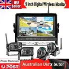Digital Wireless 9" Quad Splitscreen DVR Monitor Rear Side View Reverse Cameras