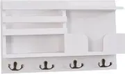Wall Shelf with Hooks | Wooden Wall Hook Rack,Rustic Home Decor Wall Organizer with Key Holder for Entryway Study Room Living Room Bedroom