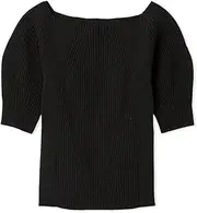 [FRAY I.D] Frey Idea FWNT252133 Women's 2-Way Off Shoulder Rib Puff Pullover