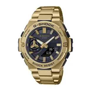 【CASIO 卡西歐】G-SHOCK 藍牙 太陽能電力 碳纖維核心防護 霸氣黑金 強悍輕薄(GST-B500GD-9A)