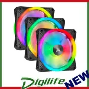 Corsair iCUE QL120 RGB 120mm PWM Fan Black with Lighting Node Core - 3 Pack