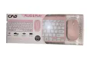 CYLO Plug & Play Wireless Mouse and Keyboard Pink and White Universal PC or MAC