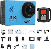for Vlogging with External Microphone, Remote Cont 4K Action Camera 1080P/30FPS WiFi 2.0" 170D Underwater Waterproof Helmet Video Recording Camera Sports Cameras Outdoor Mini Cam(Blue)