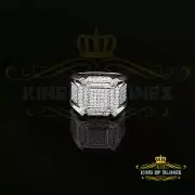 925 White Silver Cubic Zirconia 3.50ct Men's Adjustable Ring From Size 10 to 12