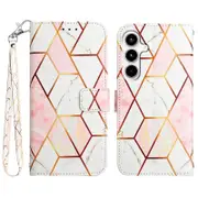 For Samsung Galaxy A35 5G Leather Case Anti-Drop Marble Pattern Wallet Phone Cover/White LS002