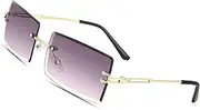 [SDINM] Rimless Sunglasses 90s Frameless Rectangle Tinted Lens Eyewear Candy Color Glasses for Women Men