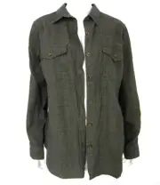 FOSSIL NWT LONG SLEEVE BLOUSE BUTTON DOWN SHIRT L LARGE BLACK GREEN