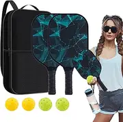 Pickle Ball Paddles,Professional Fiberglass Pickle Ball Kit with Storage Bag - Sports Equipment for Outdoor Indoor Court Home Backyard