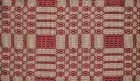 New Primitive Colonial CRANBERRY RED COVERLET TABLE RUNNER Woven Topper 56"