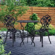 3PC Outdoor Setting Cast Aluminium Bistro Table Chair Patio Black