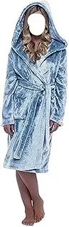 [IRYZE] Cozy Bathrobe Women Winter Shawl Bathrobe Fuzzy Robe Length Plus Size Soft Sleepwear Warm Pajamas Spa Robe Sleepwear (Color : D, Size : 3X-Large), D, 3X-Large