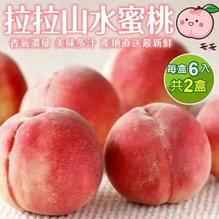 果物樂園-拉拉山水蜜桃共2盒(6入_每顆140-180g/盒)