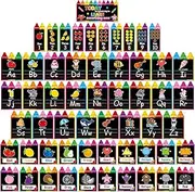 QOUBAI 57Pcs Alphabet Number Bulletin Board Set Crayon Letters Number Colors Shapes Poster Back to School Wall Educational Learning Cards for Teacher Kids Preschool Kindergarten Classroom Decor