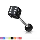 Tongue Bar Barbell Piercing with Dice End Surgical Steel