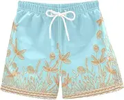 [RPLIFE] Kids Swim Shorts, Anti Chafe Swim Trunks for Boys 2 T, Wild Scene Dragonflies Blue