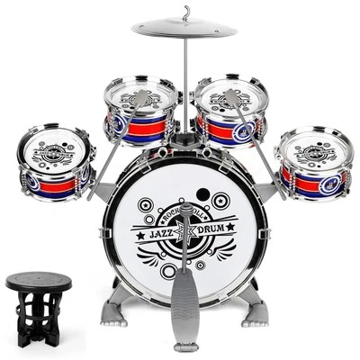 M SANMERSEN Toddler Drum Kit for Ages 1-3 | 5-Piece Kids Drum Set with Stool ...