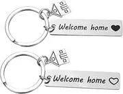 [Baluue] 2pcs Key Chain Keychain for New Rack Home Keychain Homeowner Chains Tags Welcome Universal Key Holders Key Ring Moving Pendant Accessories Housewarming 304 Stainless Steel Silver