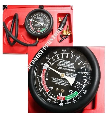 Auto Carburetor Fuel Pump & Pressure Vacuum Valve Diagnose Tester 3-1/2" Gauge