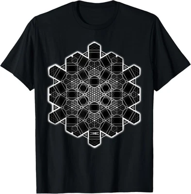 Sacred Geometry Hexagon Geometric Blackwork Mandala Pattern T-Shirt