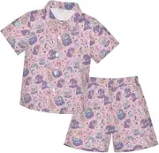 [Caihoyu] Baby-boys Toddler Short Sleeve Shirt Top+shorts Suits Casual Toddler Boy Outfits Summer Outfit