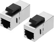 uxcell 2 Pack RJ45 Cat 6A Ethernet Coupler, Cat6A Shielded Coupler Jacks Female to Female Ethernet Adapter, Silver
