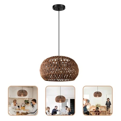 Rattan Chandelier Pendant Ceiling Light Hanging Fixture Fixtures