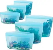 Zip Standing Reusable Silicone Food Storage Bag, Stand Up Food Storage Container, Reusable Zipper seal bag, no lid required, for Food Storage& Meal Prep, Freezer Oven Dishwasher - Safe, Set of 6 Bowls