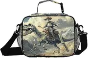 Insulated Lunch Box Skeleton Dinosaur Funny for Women Men - Ideal for Work, Picnics - Includes Adjustable Shoulder Strap