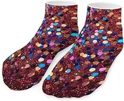 [QMNVBDS] Glitter Pattern Socks Ankle Length Socks Casual Short Socks for Women Men Low Cut Sports Socks Running Socks No Show Socks Ankle Socks Athletic Socks Workout Socks, Style, One Size, Style, One