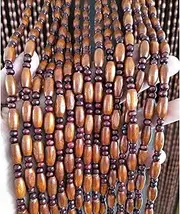 [Madamera] 45 String Natural Wooden Beaded Curtains, Handmade High Density Retro Room Divider Panel, for Doorway/Hallway Decoration and Window Treatment, 35" x 79"