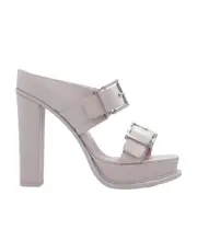 Alexander McQueen Slip-On Platform Sandals 38.5,38 Gray