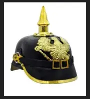 Black Prussian Leather Helmet - F R German Officer Helmet
