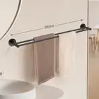 Double Towel Rack Black Rail Ring 80cm Wall Bathroom Accessory Round Cut to Size