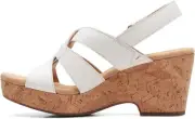 Clarks Giselle Beach Wedge Sandal, White Leather