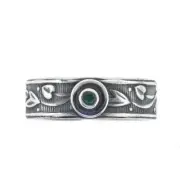 Tabra Sterling Silver Emerald Ring Adjustable Size 5-6