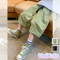 在飛比找momo購物網優惠-【UniKids】中大童裝純色五分褲 韓版薄款休閒褲 男大童