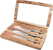 Furi Pro Acacia Knife Set 3 pc, Beautiful Acacia Wood Gift Box with Three Premium Knives for a Superior Cutting Performance, Stainless Steel Blades, Ergonomic Reverse-Wedge, Anti-Fatigue Handle