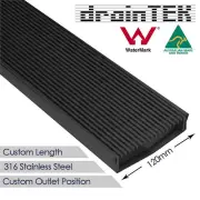 Custom Shower Grate - Wedge Wire / Heel Guard Style - 120mm - Matte Black - Custom Made to Order