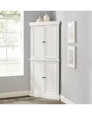 Crosley Furniture Shoreline Tall Corner Pantry in 2 Stackable Parts