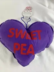 SWEET PEA Purple Valentine Conversation Heart Hanging Pillow 9.5x7”