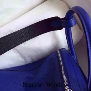 France Window 愛瑪仕 林迪包 HERMES  Lindy  7T電光藍拼黑色 30銀扣