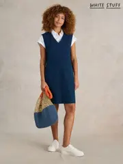 White Stuff Blue Maple Denim Jersey Pinny Dress (AA7792) | $150